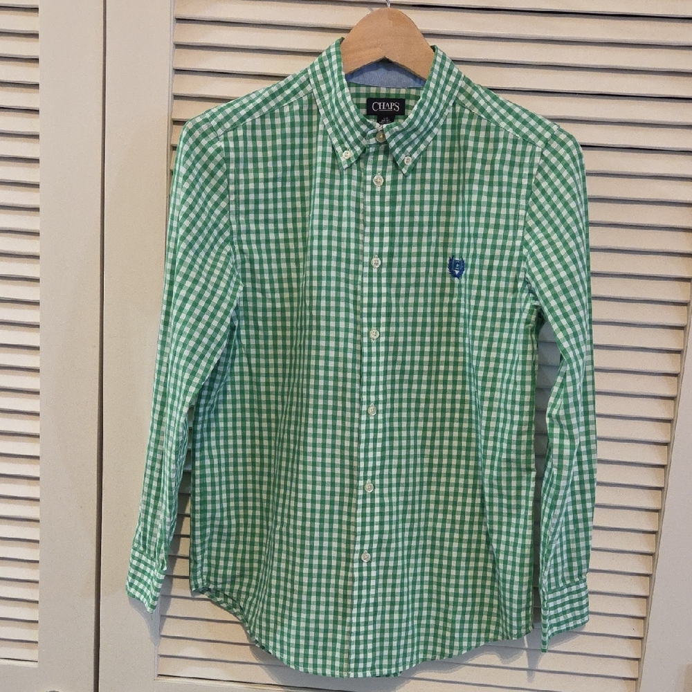 Chaps Green Checkered Kids Button-Down Shirt